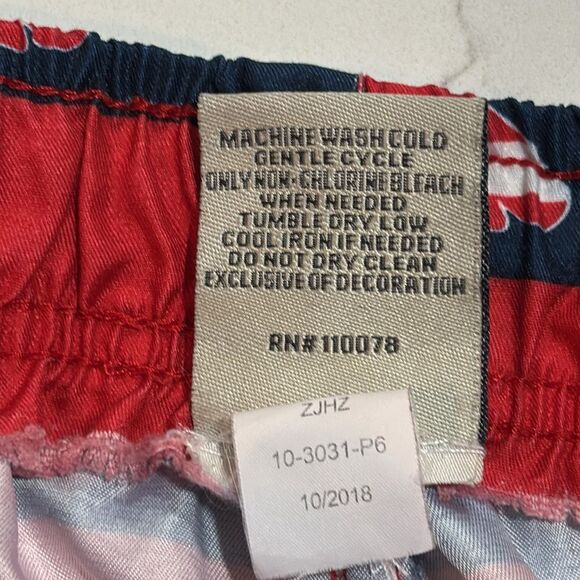 US Polo Association | Stars Stripes Boys Red White Navy Blue Swim Trunks - Picture 7 of 14